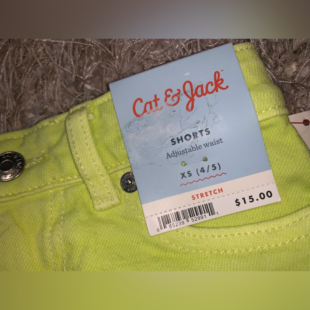 Cat & Jack Neon Lemon Stretch Jean Shorts size XS (4/5) NWT - Picture 4 of 4
